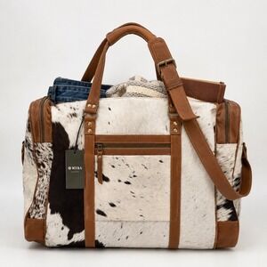 Myra Bag Grand Hair On Traveller Bag Unisex Large Cowhide Leather Duffel Western